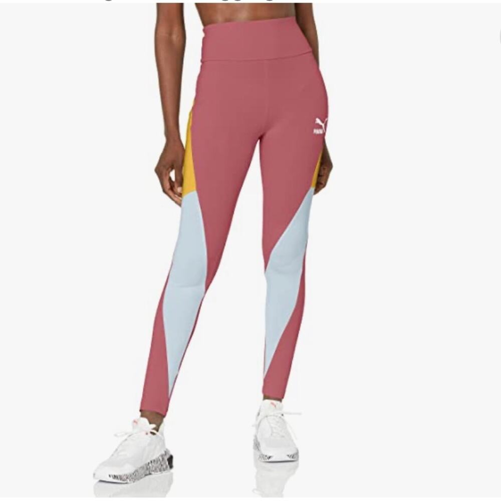 NWT Puma High Waisted Cotton Leggings Ankle Length Mauve Womens Small